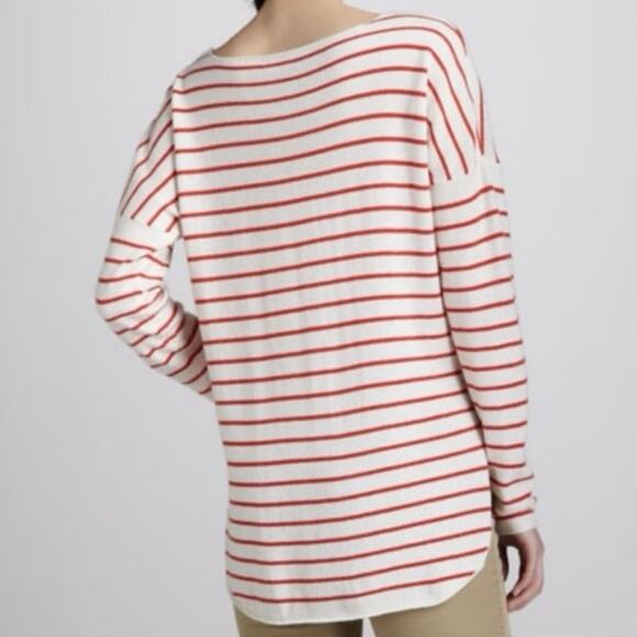 Vince Long Sleeve Striped Cashmere Scoop Neck Sweater Size Large Casual Classic - Picture 2 of 8